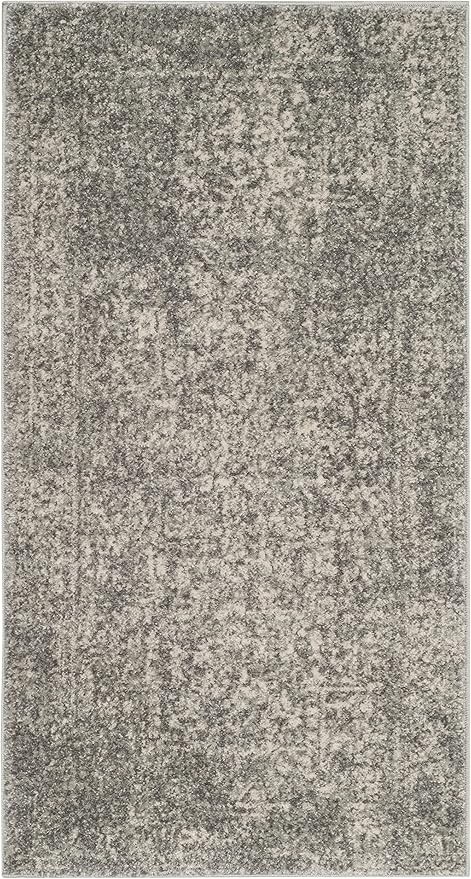 SAFAVIEH Evoke Collection 2'2" x 5' Silver / Ivory EVK256S Oriental Distressed Non-Shedding Living Room Bedroom Area Rug