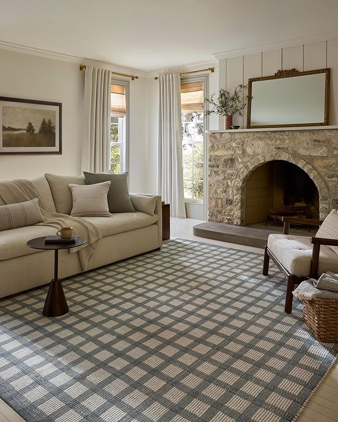 Loloi Magnolia Home by Joanna Gaines Ryder Collection RYD-02 Blue/Ivory 7'-9" x 9'-9" Area Rug