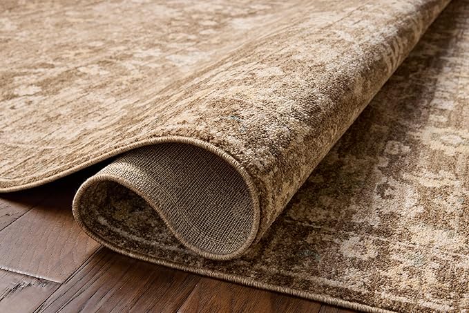 Loloi Chris Loves Julia Palma Collection PLM-09 Brown/Earth 2'-7" x 7'-6" Fringe Runner Rug Vintage Style Boho Living Room Bedroom Carpet