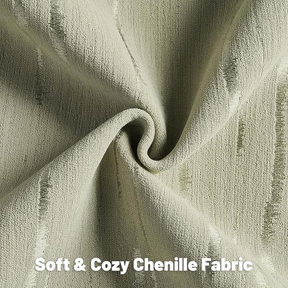 FUTEI Olive Green Chenille Decorative Throw Pillow Covers 26x26 Inch Set of 2,Soft Embossed Striped Textured Euro Pillow Shams,Modern Home Decor for Couch Bed Living Room