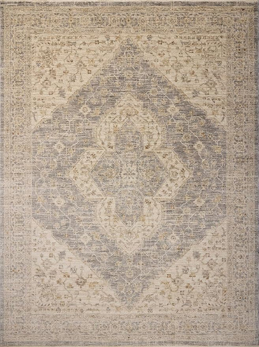 Loloi Magnolia Home by Joanna Gaines Junie Collection JUE-05 Denim/Natural 9'-6" x 9'-6", .38" Pile Height, Round Area Rug