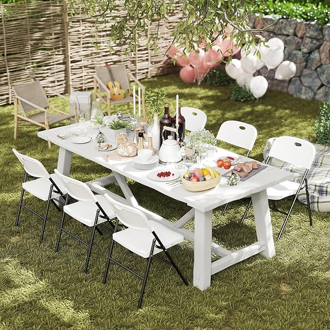 20 Pack Folding Chair, 800 Weight Limit Heavy Duty Plastic Folding Chair Portable Seating for Indoor Outdoor Events, Wedding, Party, Restaurant, Meeting Room White