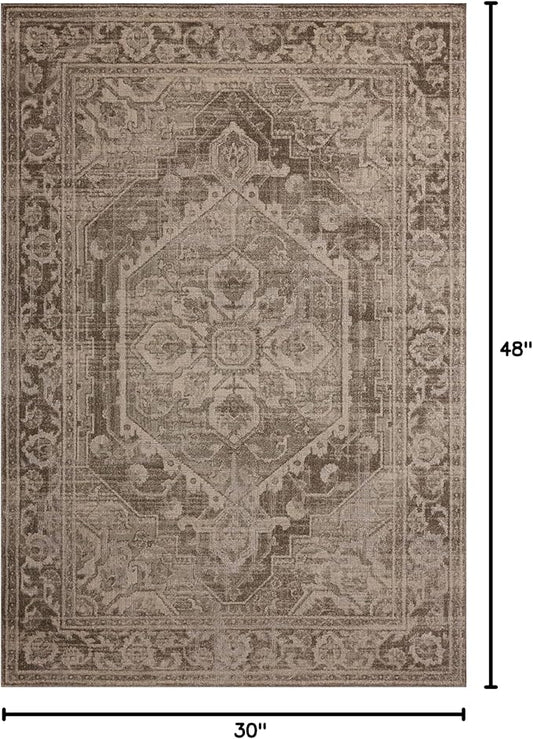 Loloi Magnolia Home by Joanna Gaines Mona Collection MOA-01 Cocoa/Stone 2'-6" x 4'-0" Accent Rug