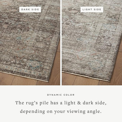 Loloi Magnolia Home by Joanna Gaines Millie Collection MIE-03 Charcoal/Dove 7'-10" x 10', .25" Pile Height, Area Rug