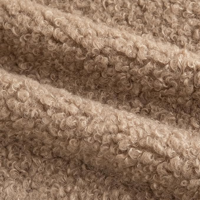 Pack of 2 Curly Teddy Wool Faux Fur Throw Pillow Covers Fuzzy Accent Soft Sherpa Pillowcases Sheepskin Fleece Decorative Cushion Case for Sofa Couch Living Room 12x20 Inch Khaki