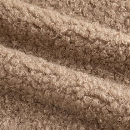 Pack of 2 Curly Teddy Wool Faux Fur Throw Pillow Covers Fuzzy Accent Soft Sherpa Pillowcases Sheepskin Fleece Decorative Cushion Case for Sofa Couch Living Room 18x18 Inch Khaki
