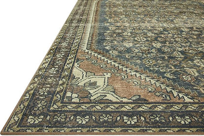 Loloi Magnolia Home by Joanna Gaines Banks Collection BAN-02 Denim/Clay 5'-0" x 7'-6", .13" Pile Height, Machine Washable, Area Rug