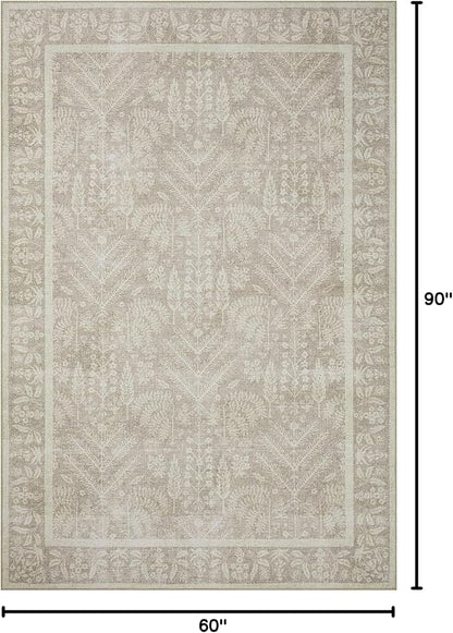 Loloi Rifle Paper Co. Maison Collection MAO-02 Bough Natural 5'-0" x 7'-6", .19" Pile Height, Area Rug