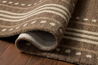 Loloi Chris Loves Julia Alfie Collection ALF-02 Bark/Natural 7'-9" x 9'-9" Area Rug Wool Neutral Living Bedroom Dining Carpet