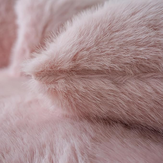 Neelvin Pink Faux Fur Cozy Fluffy Double-Sided Decorative Throw Pillow Covers 22x22 inch Set of 2,Velvet Pillowcase Cushion Case for Sofa Couch