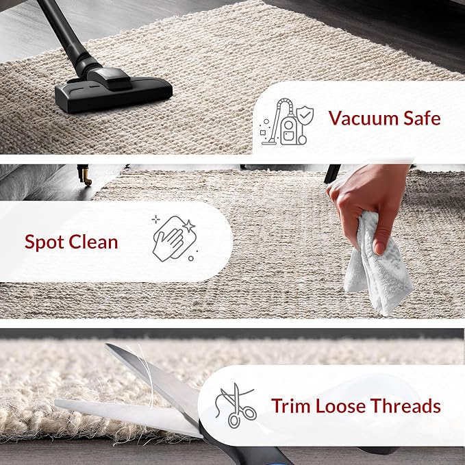 nuLOOM Ashli Solid Farmhouse Jute Area Rug, 4x6, Off-white