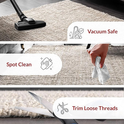 nuLOOM Ashli Solid Farmhouse Jute Area Rug, 4x6, Off-white