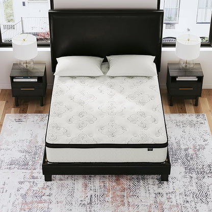 Signature Design by Ashley Full Size Chime 10 Inch Medium Firm Hybrid Mattress with Cooling Gel Memory Foam for Pressure Relief, Fiberglass Free, Mattress In A Box