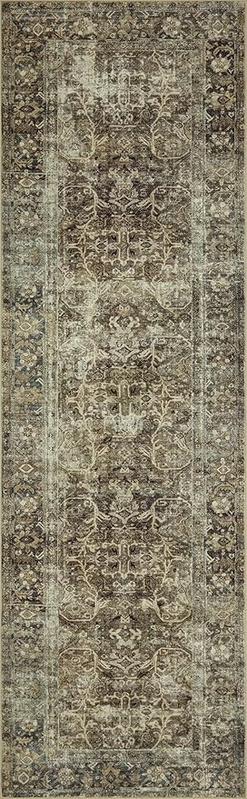 Loloi Magnolia Home by Joanna Gaines Sinclair Collection SIN-01 Pebble/Taupe 2'-3" x 7'-6", .25" Pile Height, Machine Washable, Runner Rug