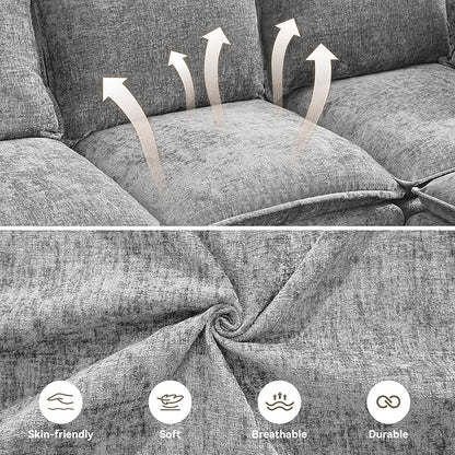30" Cloud Modular Single Sofa Chair with Storage, Modern Upholstered Accent Chair Deep Seat, Chenille Reading Lounge Armchair for Living Room, Bedroom, Small Space, Light Grey