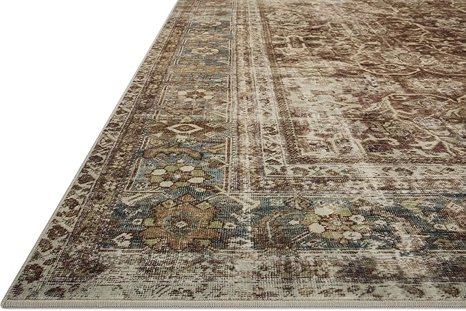 Loloi Magnolia Home by Joanna Gaines Sinclair Collection SIN-01 Rust/Lagoon 7'-6" x 9'-6", .25" Pile Height, Machine Washable, Area Rug