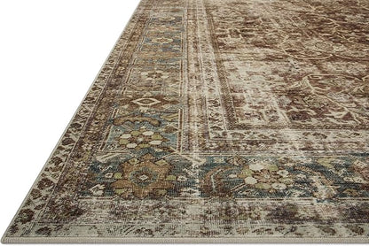 Loloi Magnolia Home by Joanna Gaines Sinclair Collection SIN-01 Rust/Lagoon 2'-0" x 5'-0", .25" Pile Height, Machine Washable, Accent Rug