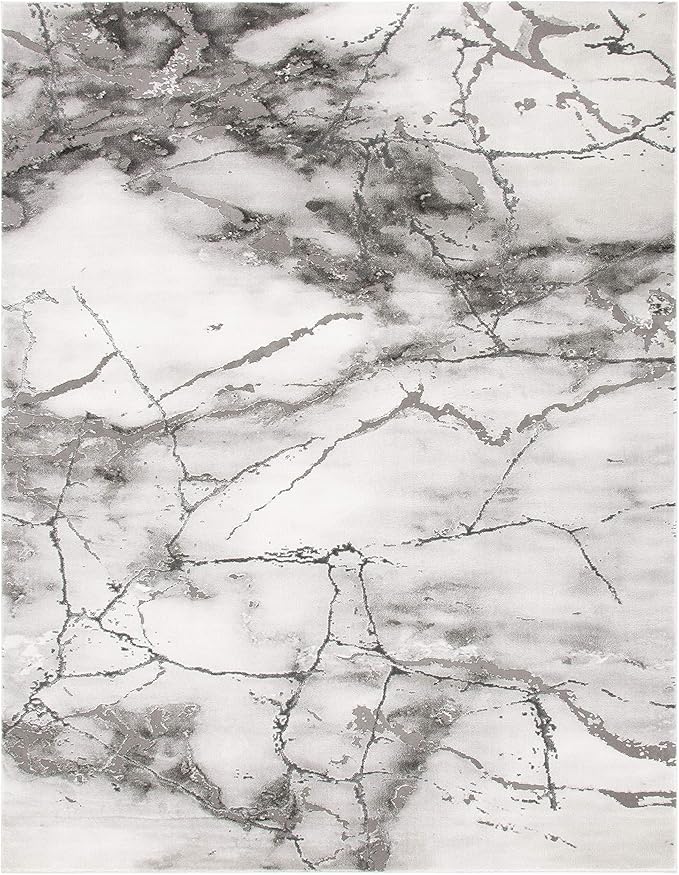 SAFAVIEH Craft Collection Area Rug - 9' x 12', Grey & Silver, Modern Abstract Design, Non-Shedding & Easy Care, Ideal for High Traffic Areas in Living Room, Bedroom (CFT877G)