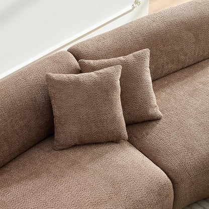 135.4" Oversized Curved Sofa, Modern Minimalist Comfy Sectional Couch, Upholsted Boucle Luxury Sofas Chaise, 6 Seater Modular Couches for Living Room Home Office Apartment (Left Facing,Camel)