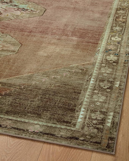 Loloi Magnolia Home by Joanna Gaines Sinclair Collection SIN-06 Clay/Tobacco 8'-6" x 11'-6", .25" Pile Height, Machine Washable, Area Rug