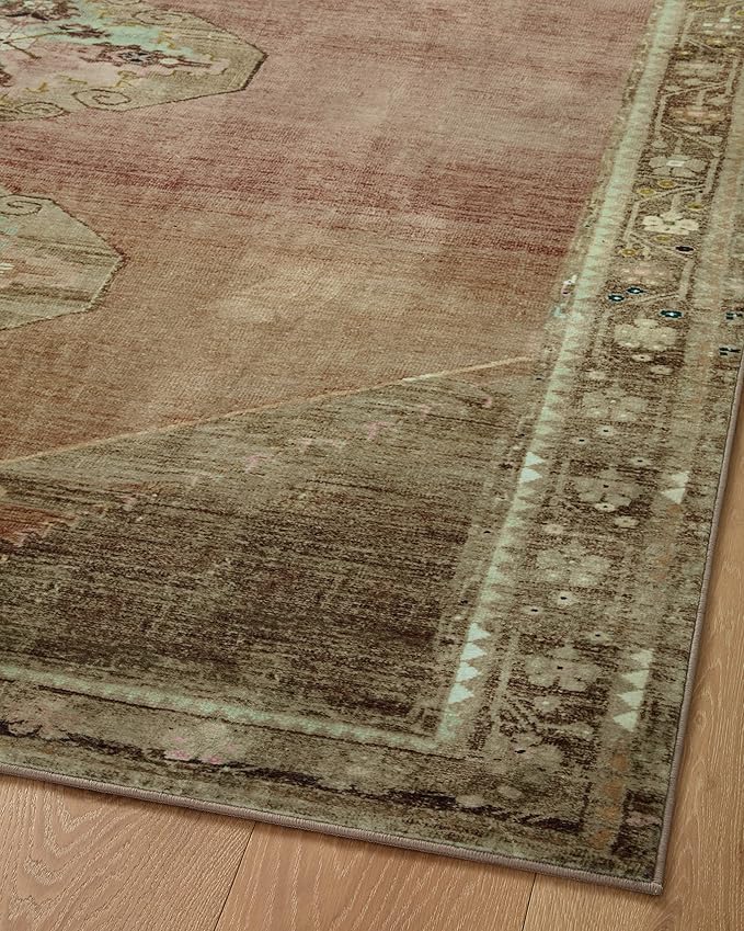 Loloi Magnolia Home by Joanna Gaines Sinclair Collection SIN-06 Clay/Tobacco 2'-3" x 3'-9", .25" Pile Height, Machine Washable, Accent Rug
