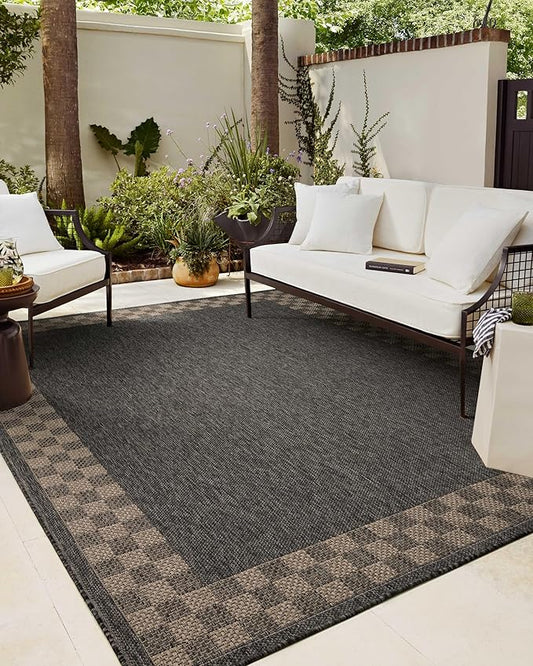 Loloi Chris Loves Julia Providence Collection PRC-01 Charcoal/Natural 7'-6" x 10', .12" Pile Height, Indoor/Outdoor Area Rug