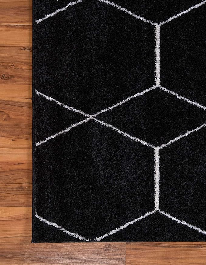Unique Loom Trellis Frieze Collection Area Rug - Geometric (3' 3" x 5' 3", Black/ Ivory)