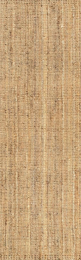 nuLOOM Ashli Solid Farmhouse Jute Runner Rug, 2' 6" x 6', Natural