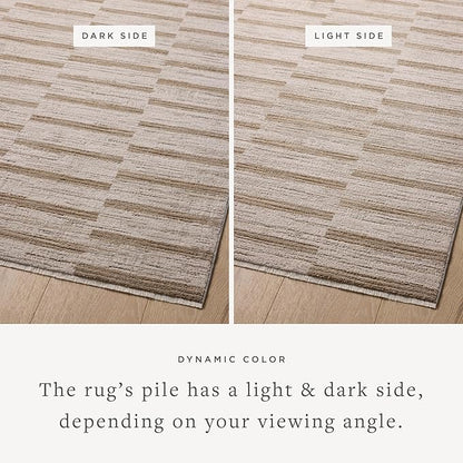 Loloi Amber Lewis Cali Collection CIL-04 Ivory/Tobacco 5'-3" x 7'-6", .25" Pile Height, Accent Rug