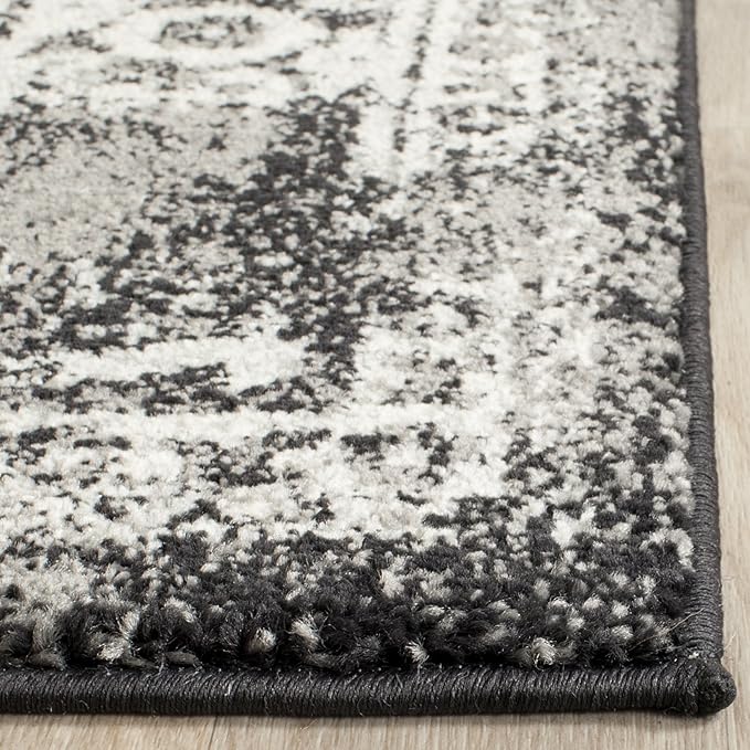 SAFAVIEH Evoke Collection 3' x 5' Black / Grey EVK256R Oriental Distressed Non-Shedding Living Room Bedroom Accent Rug