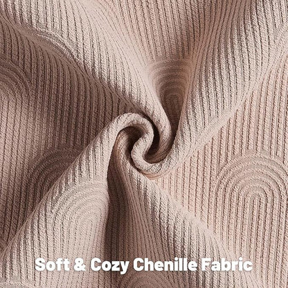 FUTEI Pink Chenille Decorative Throw Pillow Covers 26x26 Inch Set of 2,Soft Cozy Striped Geometric Patterns Euro Pillow Sham,Modern Home Decor for Couch Bed Living Room