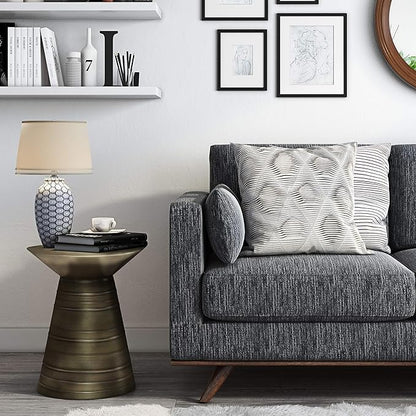 SIMPLIHOME Sheridan Industrial 18 inch Wide Metal Accent Side Table in Antique Gold, Fully Assembled, End, Bedside Table and Nightstand, for the Living Room and Bedroom