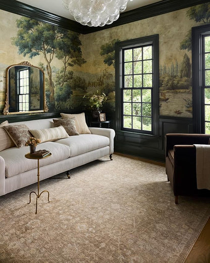 Loloi Chris Loves Julia Palma Collection PLM-01 Bark/Natural 2'-7" x 12'-0" Runner Rug Vintage Style Boho Living Room Bedroom Carpet