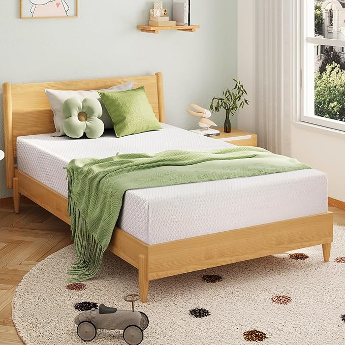 EGOHOME Twin Size Memory Foam Mattress, 12 Inch Bed Mattress in a Box with Cooling Green Tea Gel, Relieve Pressure with Medium Support, CertiPUR-US Certified, 75''L x 38''W, White
