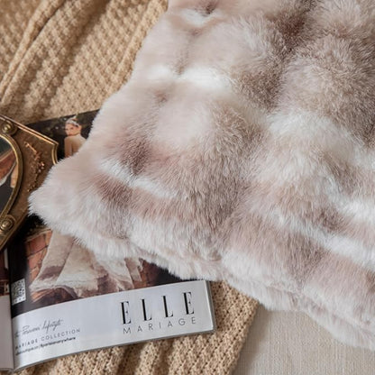 Pack of 2 Thick Plush Throw Pillow Covers Fluffy Wave Faux Fur Decorative Cushion Covers Soft Wool Pillowcase for Sofa Couch Livingroom 12x20 Inch White Taupe