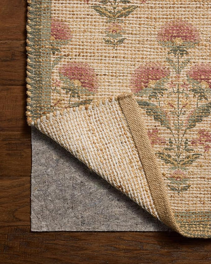 Loloi Chris Loves Julia Rue Collection RUE-01 Sage/Blush 5'-0" x 7'-6" Area Rug Jute Neutral Floral Living Room Bedroom Rug