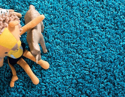 Unique Loom Solid Shag Collection Area Rug (8' x 10' Rectangle, Turquoise)