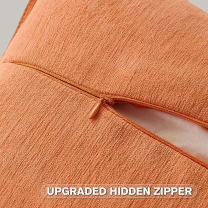 FUTEI Orange Chenille Throw Pillow Covers 22x22 Inch Set of 2,Edges Double-Stitched Cushion Cases,Modern Home Decor for Couch Living Room
