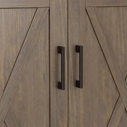 SIMPLIHOME Ela Solid Wood 32 inch Wide Transitional Low Storage Cabinet in Smoky Brown for The Living Room, Entryway and Family Room