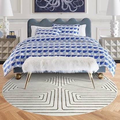 RUGGABLE x Jonathan Adler Machine Washable Area Rug – Labyrinth Camel/Ivory 8 ft Round, Stain-Resistant, Non-Slip – Large Rugs for Living Room, Bedroom, Hallway, Entryway & Office–with Cushioned Pad