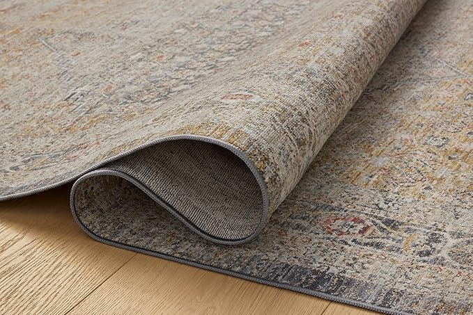 Loloi Chris Loves Julia Ida Collection IDA-02 Stone/Gold 6'-3" x 9'-4", .19" Pile Height, Area Rug