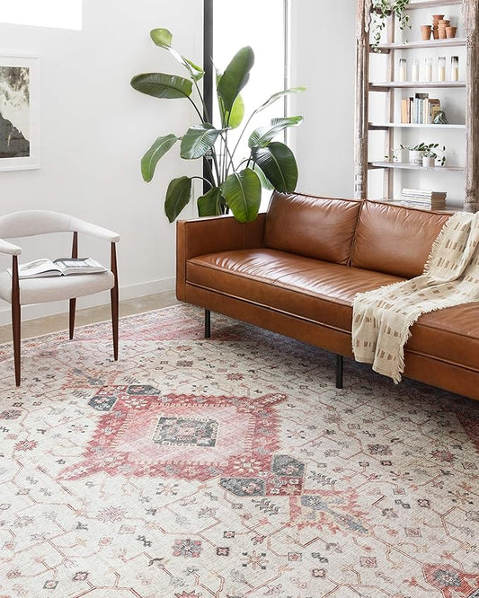 Loloi Skye Collection SKY-02 Ivory/Berry 2'-0" x 5'-0" Accent Rug