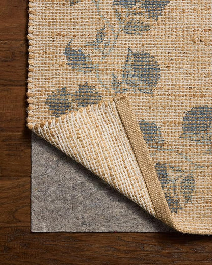 Loloi Chris Loves Julia Rue Collection RUE-05 Natural/Denim 9'-3" x 13' Area Rug Jute Neutral Floral Living Room Bedroom Rug