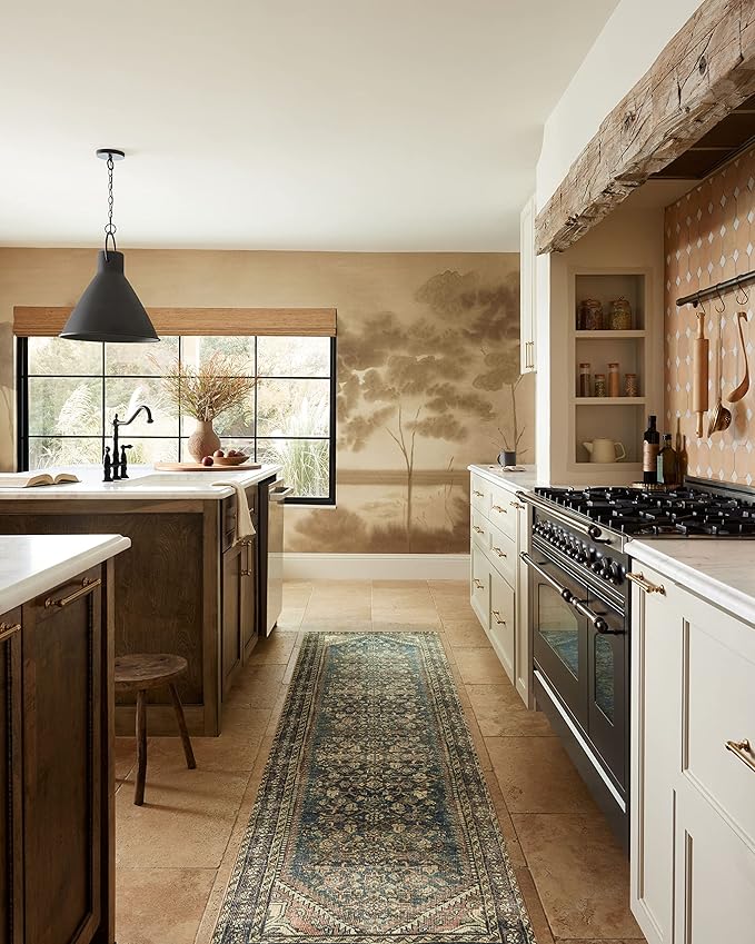 Loloi Magnolia Home by Joanna Gaines Banks Collection BAN-02 Denim/Clay 8'-6" x 11'-6", .13" Pile Height, Machine Washable, Area Rug
