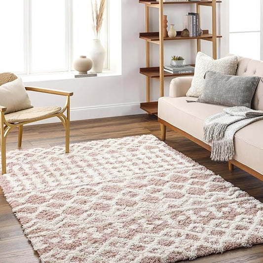 Livabliss Hapsburg Moroccan Shag Area Rug,5'3" x 7'3",Dusty Pink
