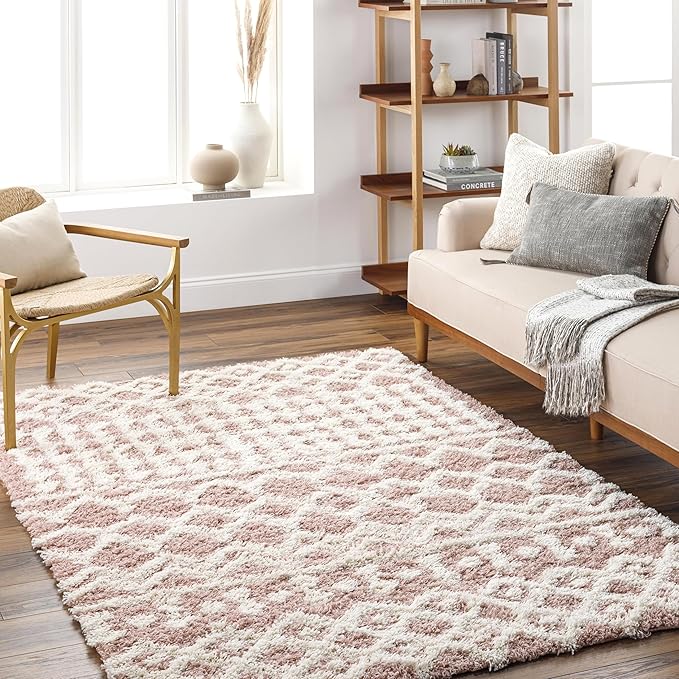 Livabliss Hapsburg Moroccan Shag Area Rug,9'3" x 12',Dusty Pink