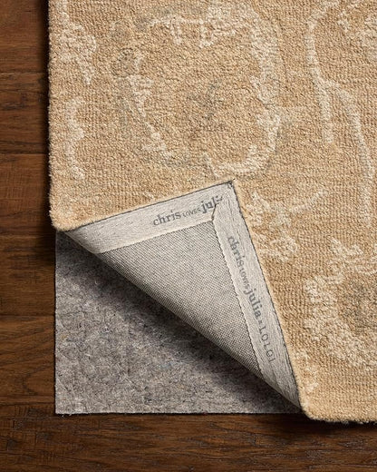Loloi Chris Loves Julia Dorothea Collection DRT-01 Sand/Pebble 9'-3" x 13' Area Rug Wool Neutral Floral Living Room Bedroom Carpet