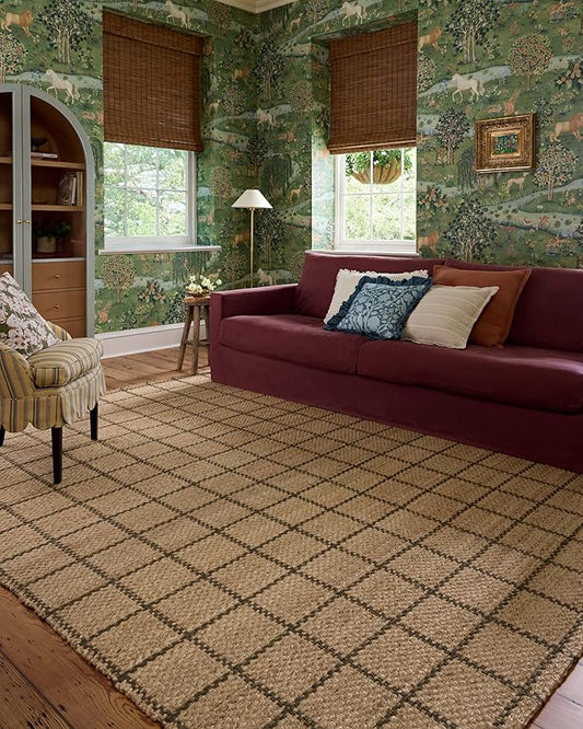 Loloi Chris Loves Julia Fletcher Collection FLE-01 Natural/Olive 2'-3" x 3'-9", .37" Pile Height, Runner Rug