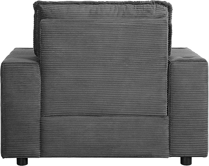 Christopher Knight Home Zoe Oversized Chaise Lounge Chair Indoor with Cup Holders & USB Charging Port, Corduroy Upholstered Sofa Bed + Ottoman with Storage, Comfy Deep Seat Sleeper Sofa Chair, Grey