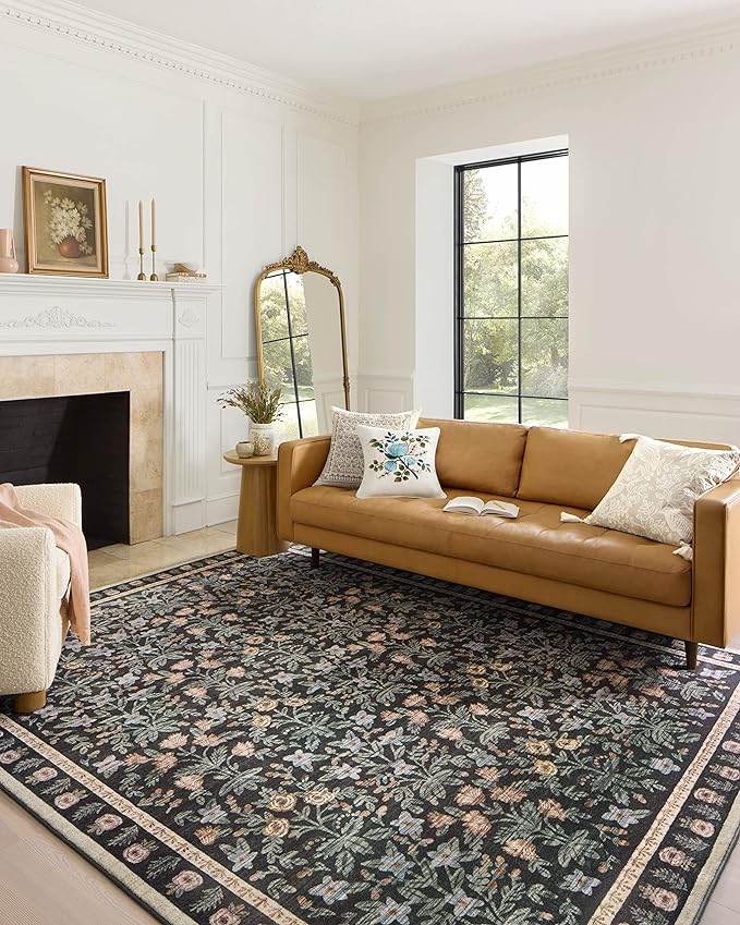 Loloi Rifle Paper Co. Eden Collection EDE-02 Mughal Garden Black 2'-3" x 3'-9" Accent Rug feat. CloudPile™